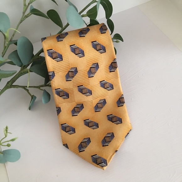 Nordstrom Medallion Silk Necktie (Gold/Blue) NWOT - Picture 1 of 13